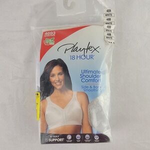 Playtex 18 Hour Ultimate Shoulder Comfort Wirefree Bra 4693 White 48B New